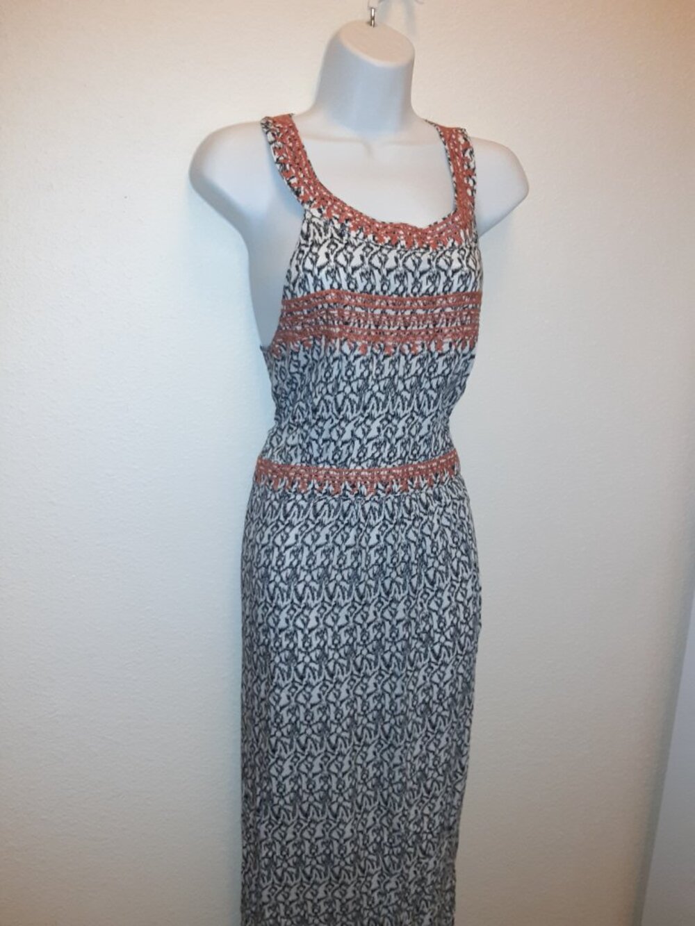 THML Maxi Dress * Black & White Batik; Orange Embroidery *EUC* Lined Bodice* XXL - Picture 6 of 6